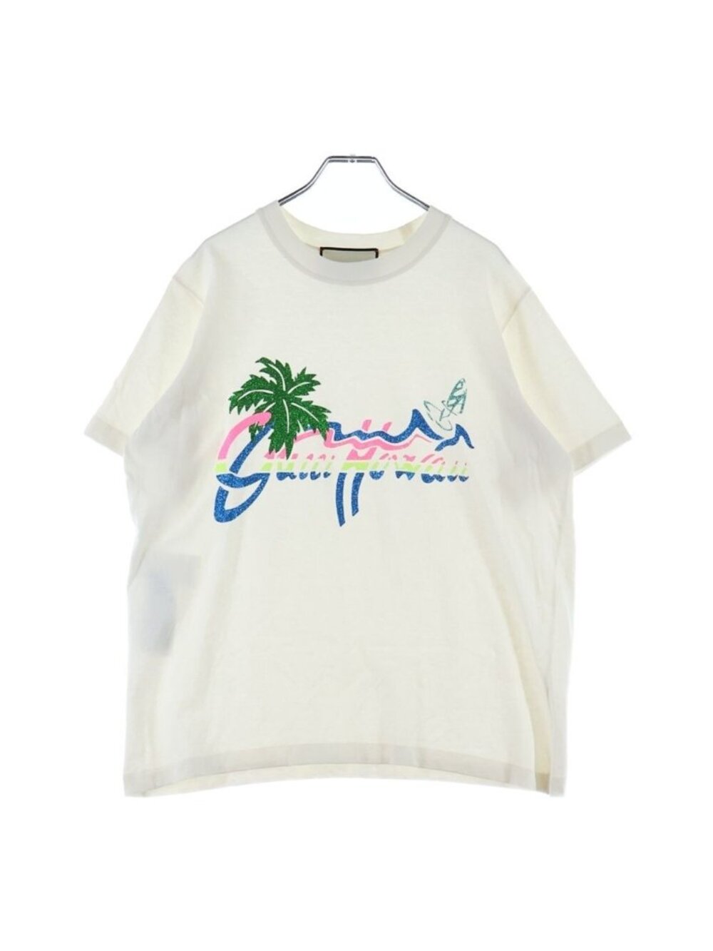 Gucci Hawaii Logo Short Sleeve Tee Print T-Shirt Glitter White